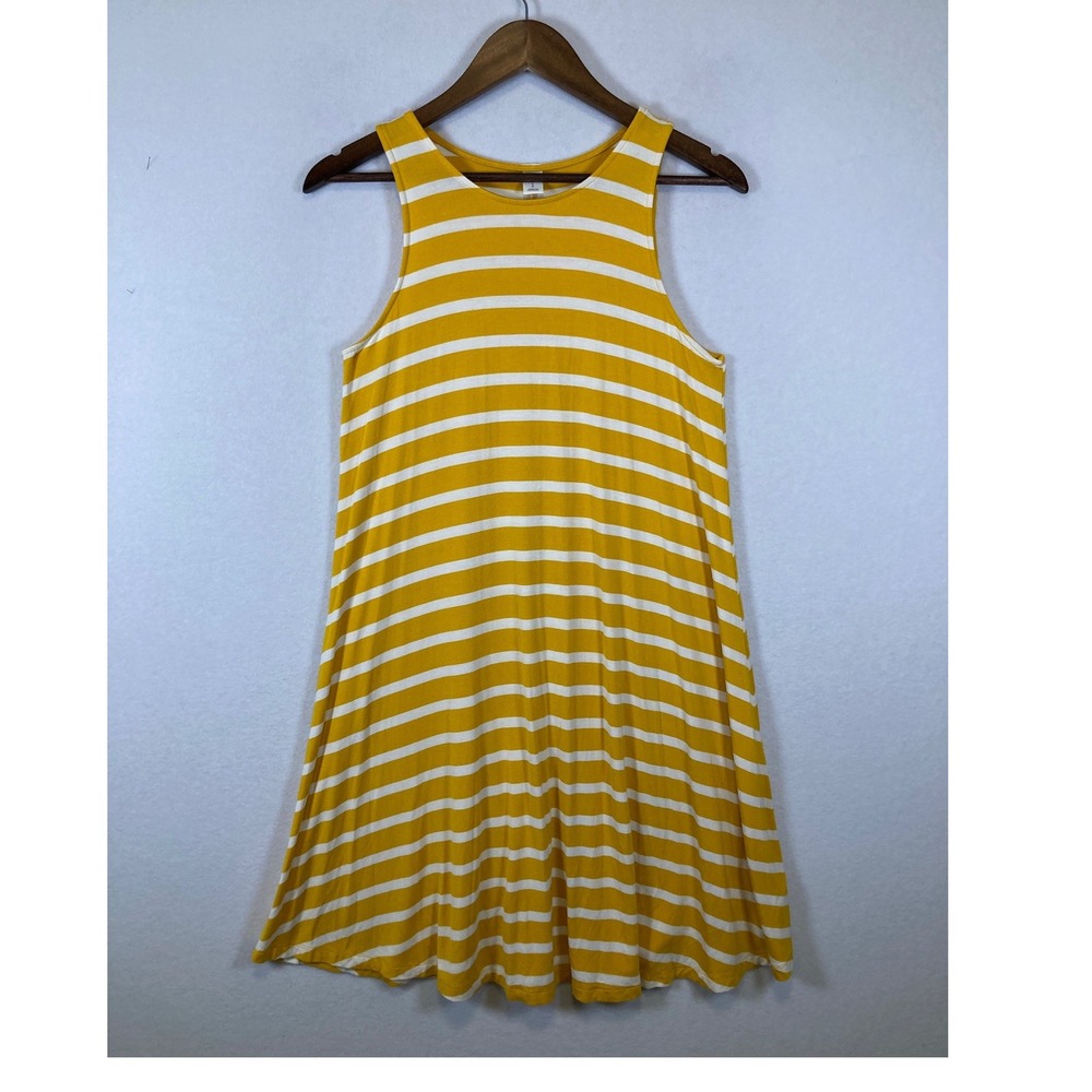 Sunny Striped Old Navy Women Small Yellow White Sleeveless Swing Mini Dress